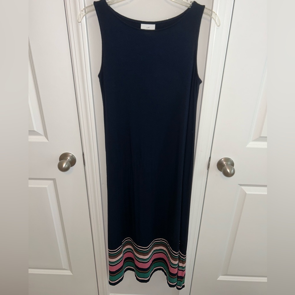 J. Jill Petite women’s sleeveless navy multi color stripe maxi dress size XS
